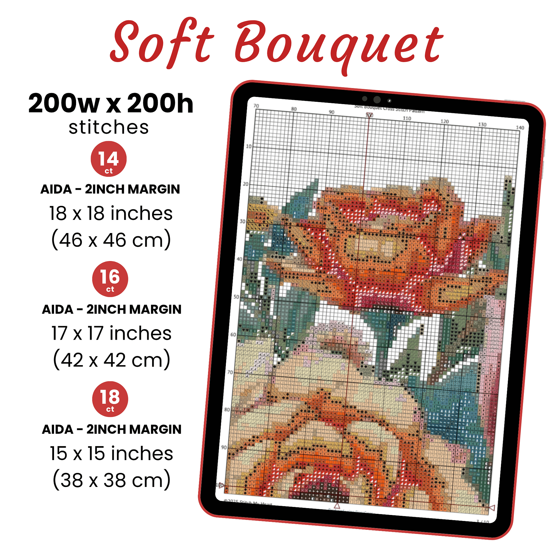 Soft Bouquet Cross Stitch Pattern product image (2)