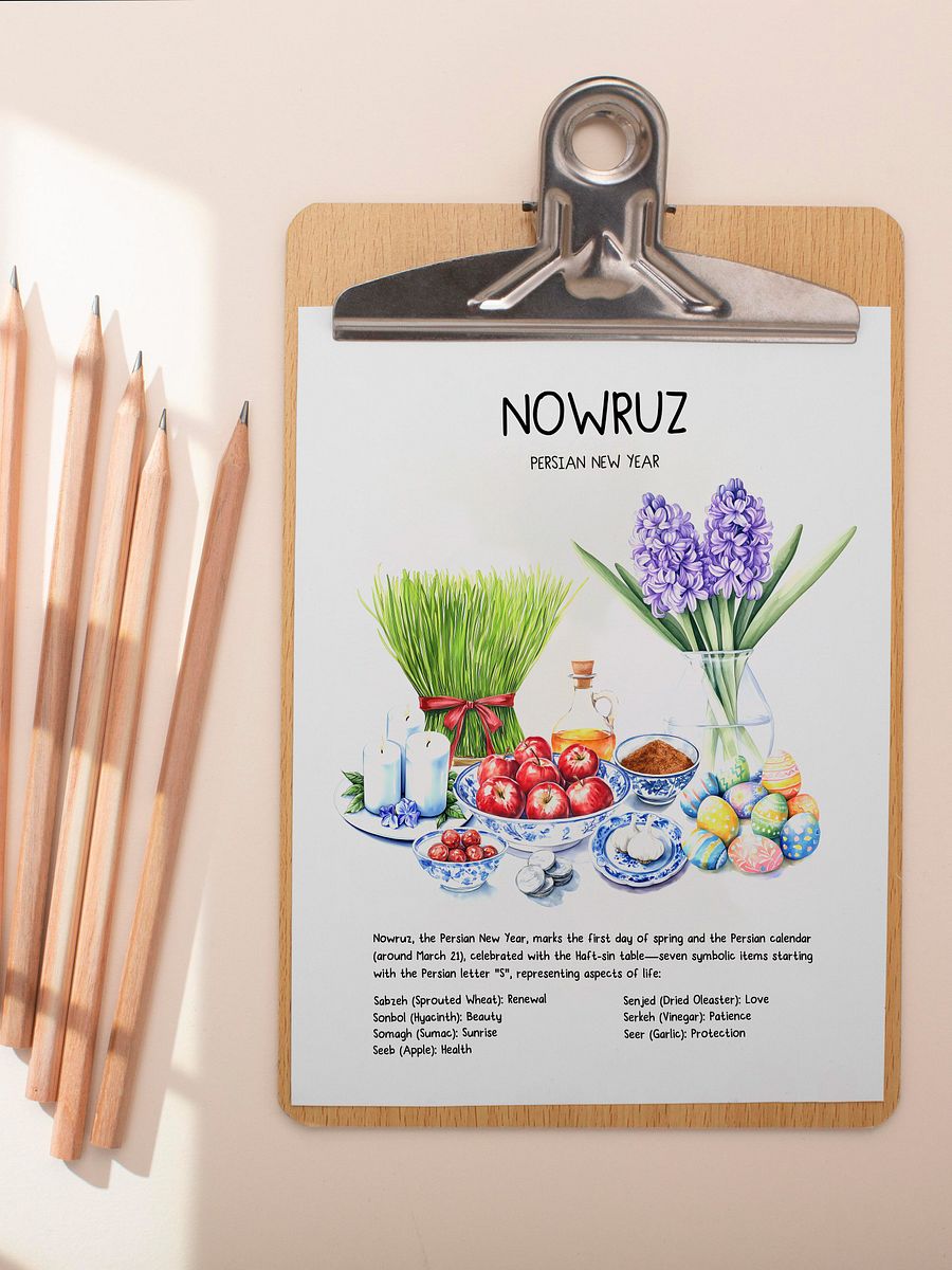 Nowruz Watercolor Art, Haft-sin Table, Persian New Year, Printable Wall Art, Persian Art, Watercolor Food Illustration, Digital Art, Norooz product image (8)