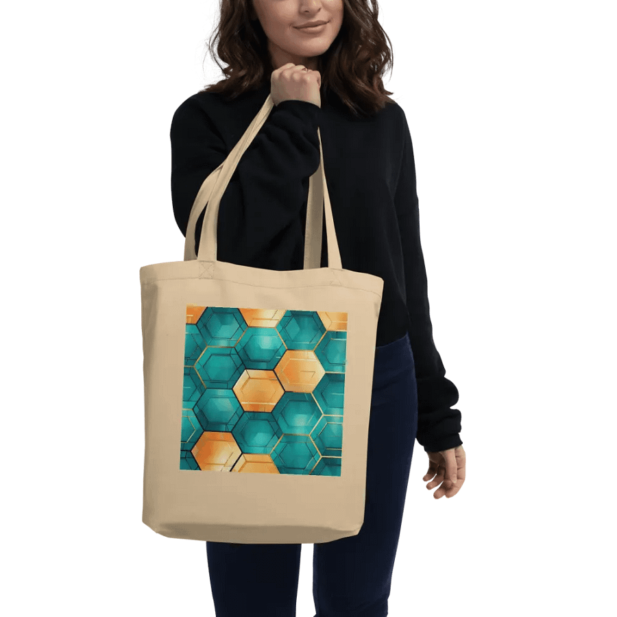 Hexagonal Harmony: Teal and Gold Geometric Fusion product image (2)