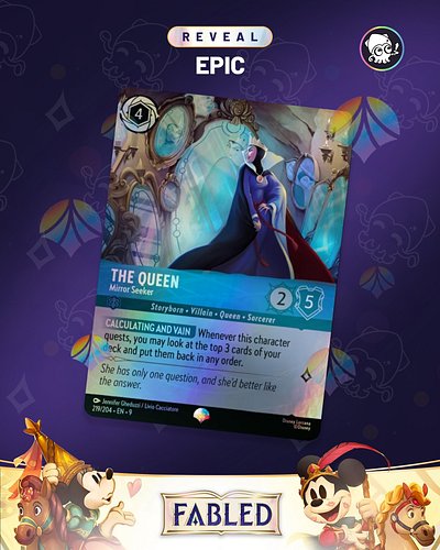 [EPIC REVEAL] The Queen, Mirror Seeker

This card was announced by @disneylorcana and illustrated by Jennifer Gheduzzi and Li...