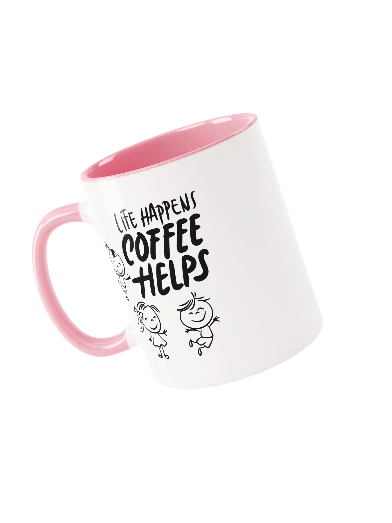 “Life Happens, Coffee Helps” Cute Kids Doodle Mug product image (3)