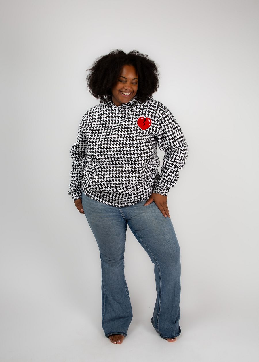 Houndstooth Heart Patch Hoodie product image (10)