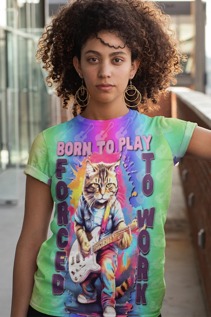 Born to Play Cat Guitar All Over Print T-shirt product image (1)