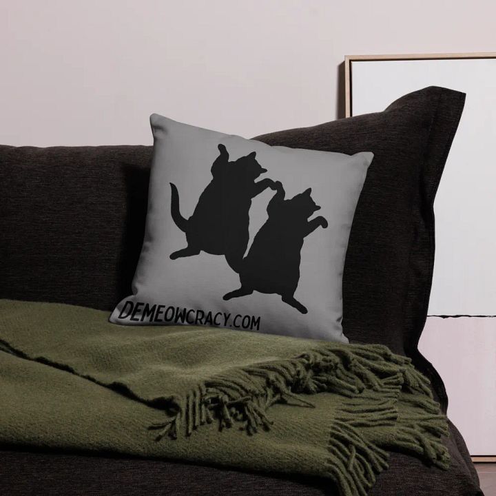 Dancing DeMeowcracy Kitties Reversible Pillow Cover - Cement Grey product image (1)