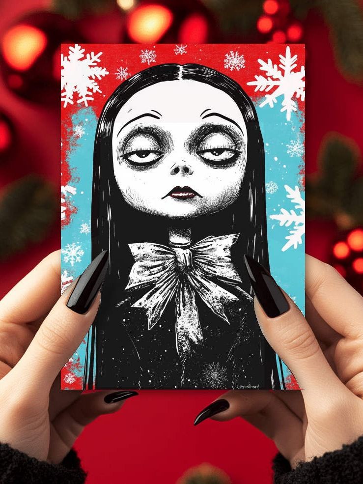 Retro Goth Girl Christmas Cards Pack of 10 • 5×7 product image (1)
