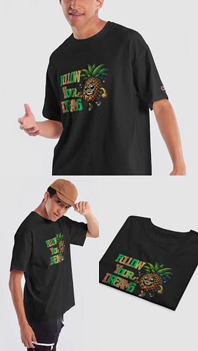 Dreamy Pineapple Slogan T-Shirt....
Heavyweight T-Shirt with animated pineapple and uplifting 'FOLLOW YOUR DREAMS' message. P...