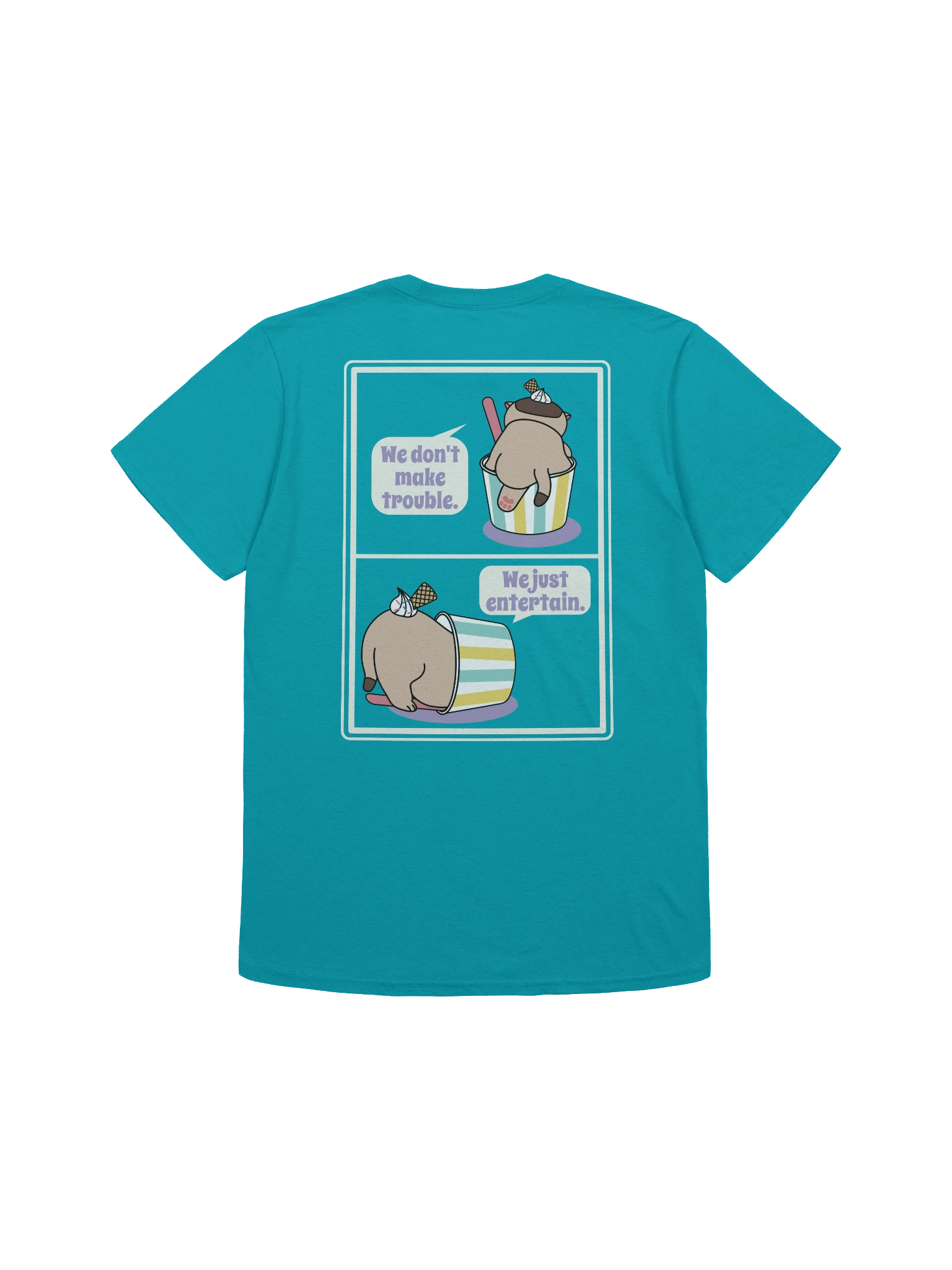 Sweet Trouble ( Ice Cream Cat - Left Chest and Back Prints) - Unisex Adult Super Soft Lightweight T-shirt product image (3)