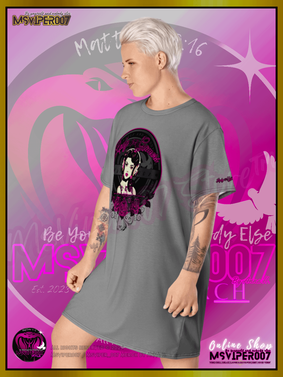 T-Shirt Dress - MsViper007's "Lady Gamers Are Awesome™ | [V3] (grey/solid)" T-Shirt Dress product image (9)