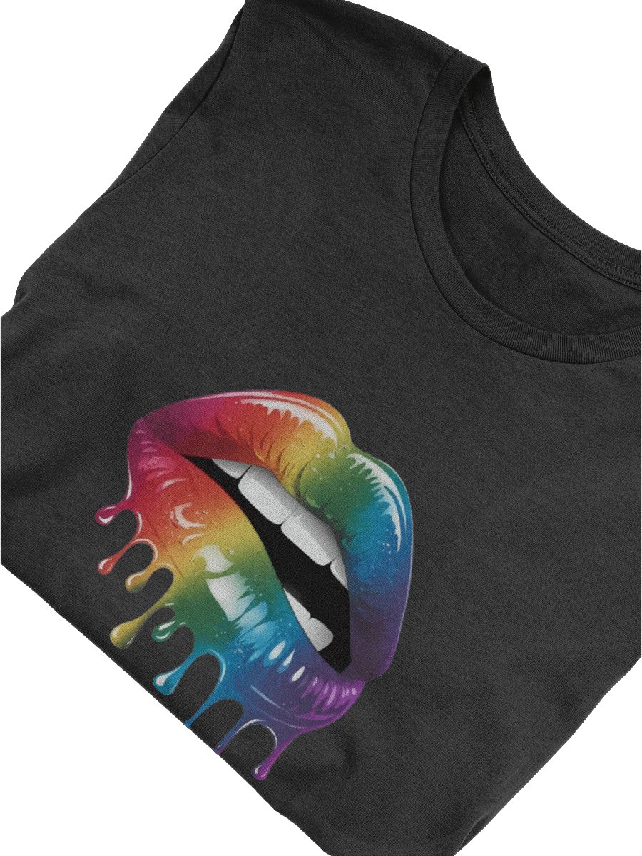Unisex black T shirt with lip drip product image (5)