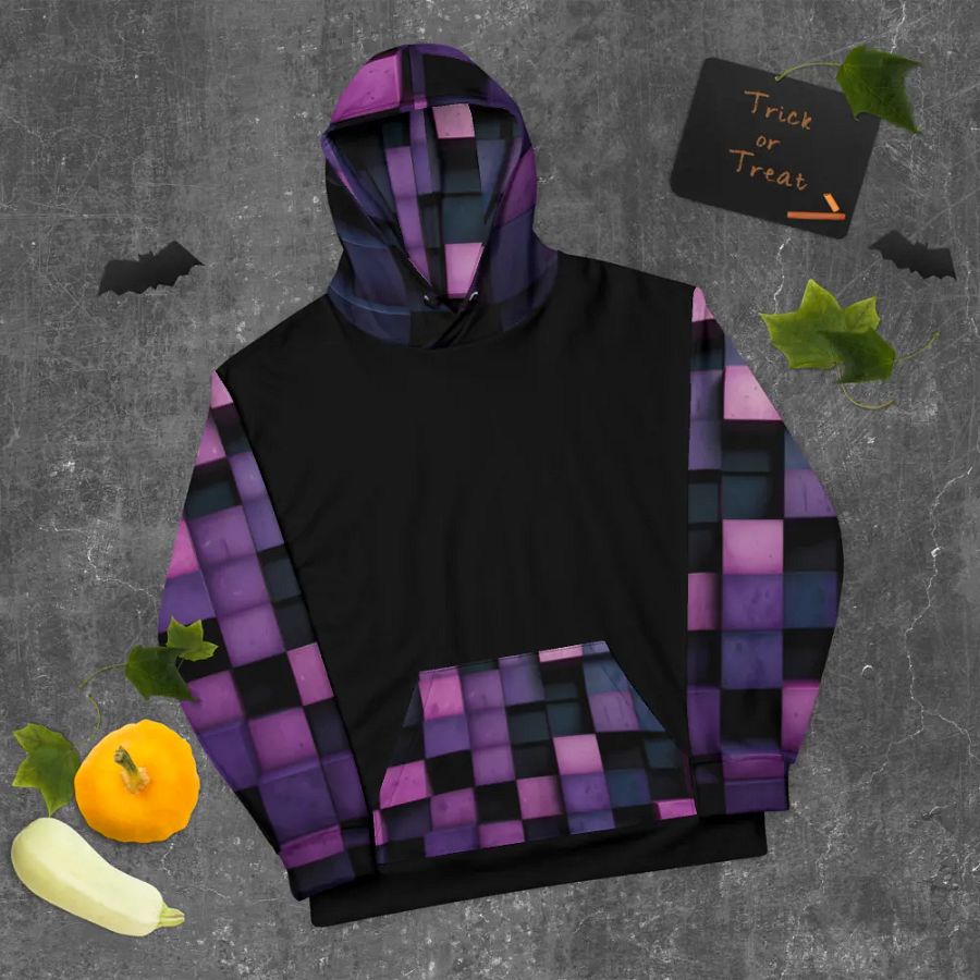 Black And Purple Squares Unisex Hoodie product image (9)
