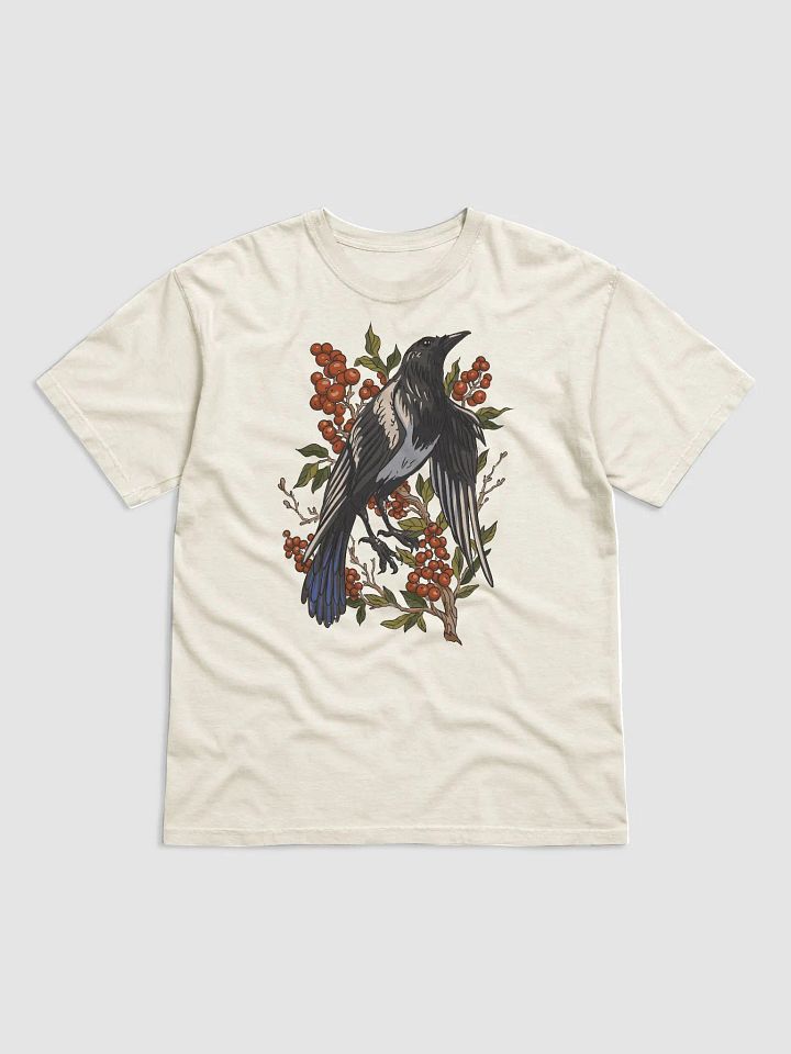 Goblincore and Cottagecore Shirts for Bird Lovers | Magpie on a Cranberry Plant Botanicals T-Shirt product image (11)