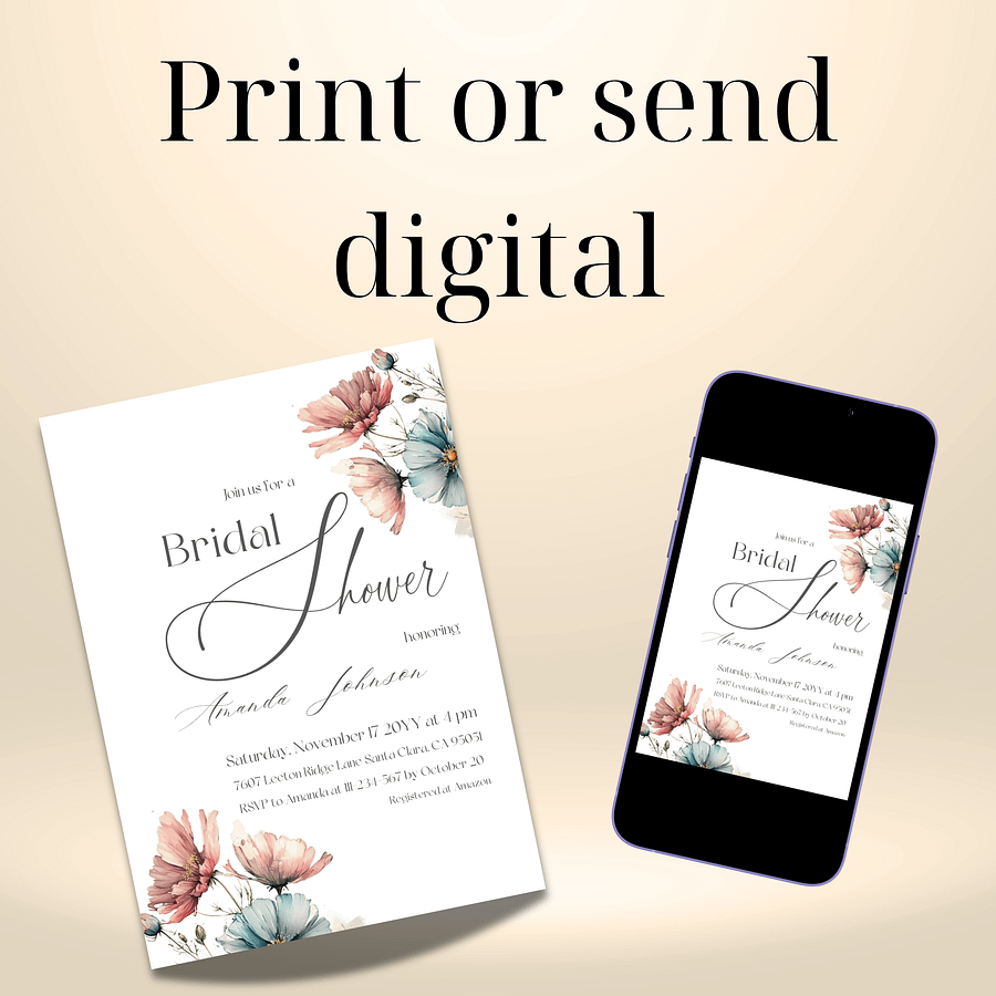 Wildflower Floral Bridal Shower Invitation, Boho Wedding Shower Invite Canva Template, Printable Rustic Garden Party Theme, Digital Download product image (9)
