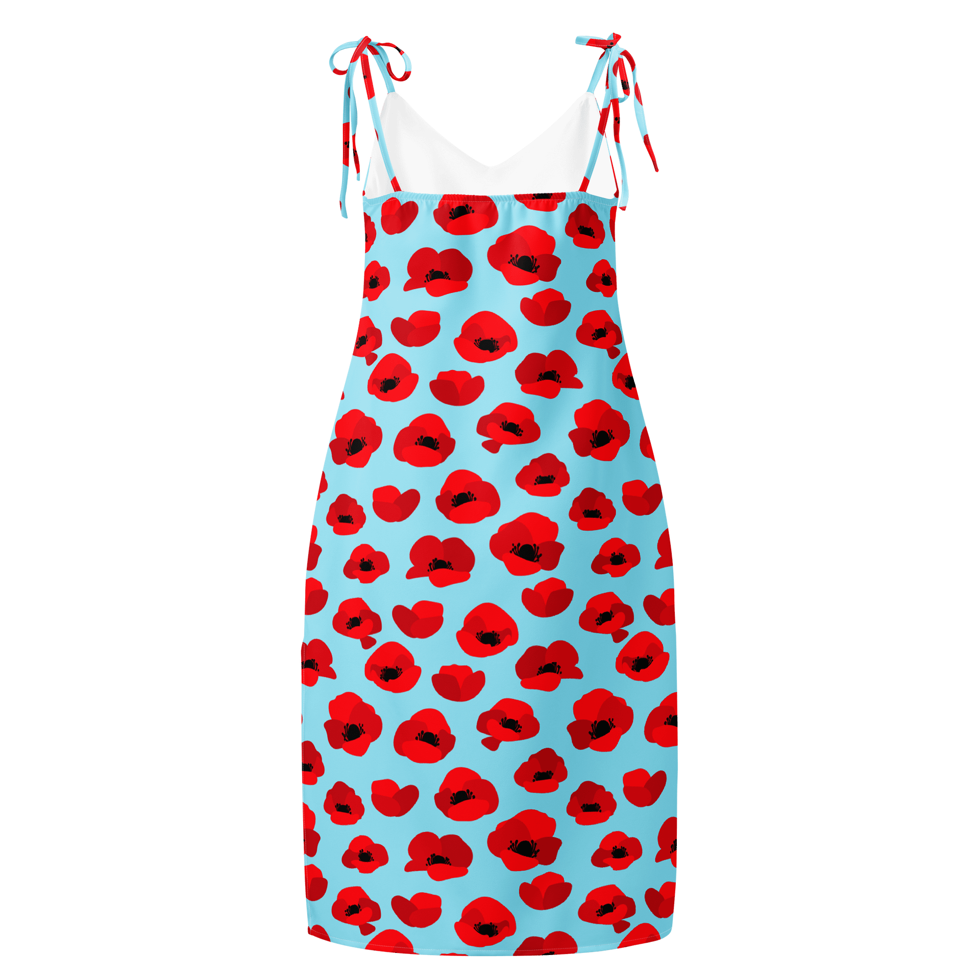 Sky Blue & Red Poppy Slip Dress product image (2)