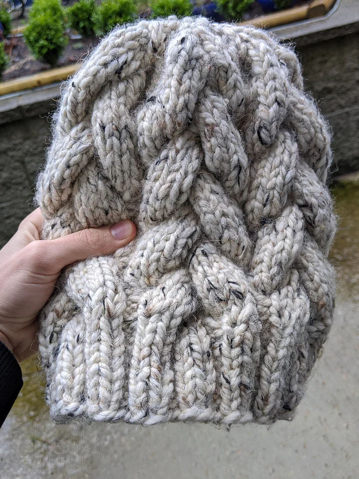 Super Bulky Oatmeal Cable Hat Knitting Pattern product image (2)