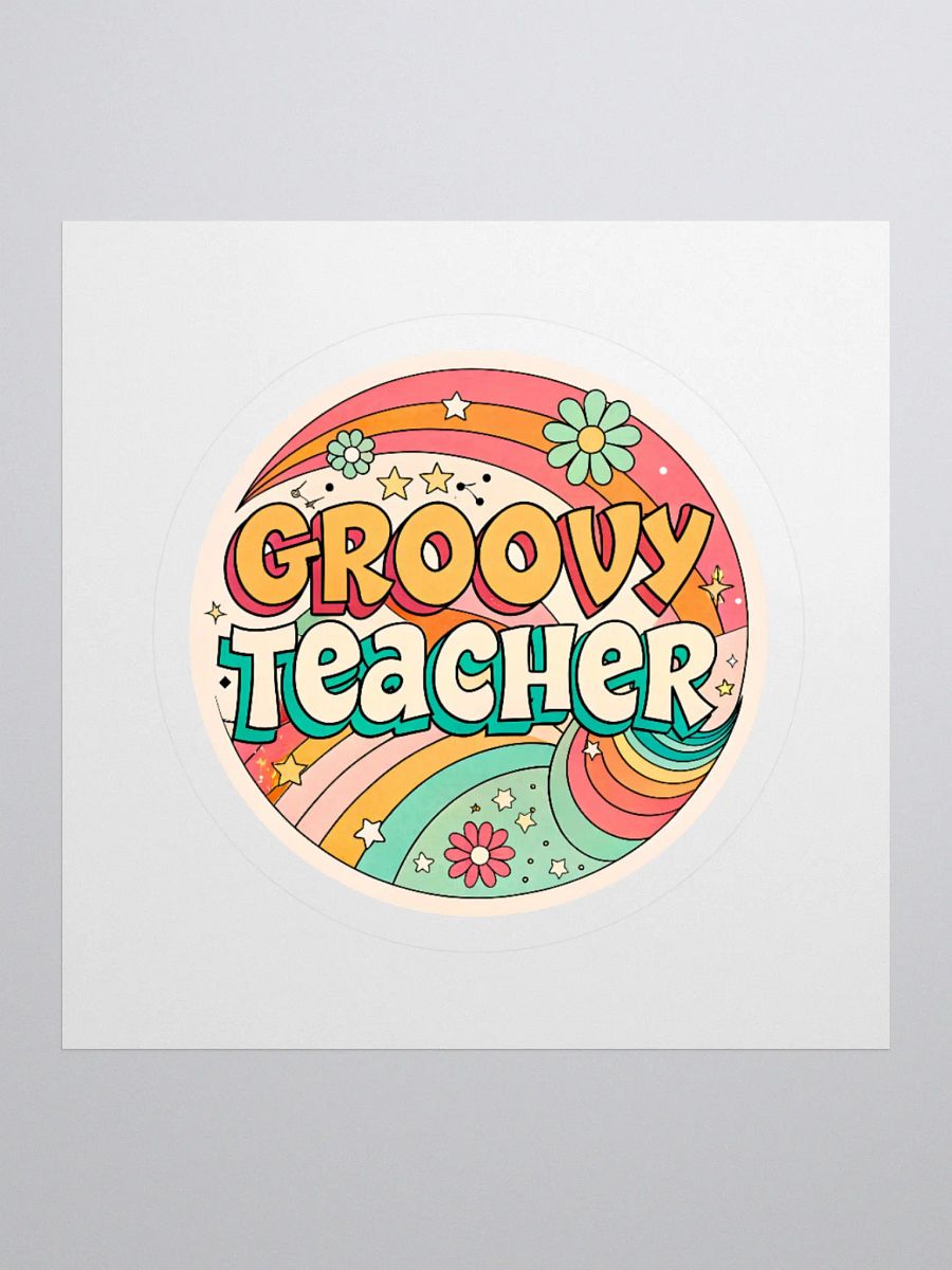 Retro Groovy Teacher Kiss Cut Stickers product image (2)