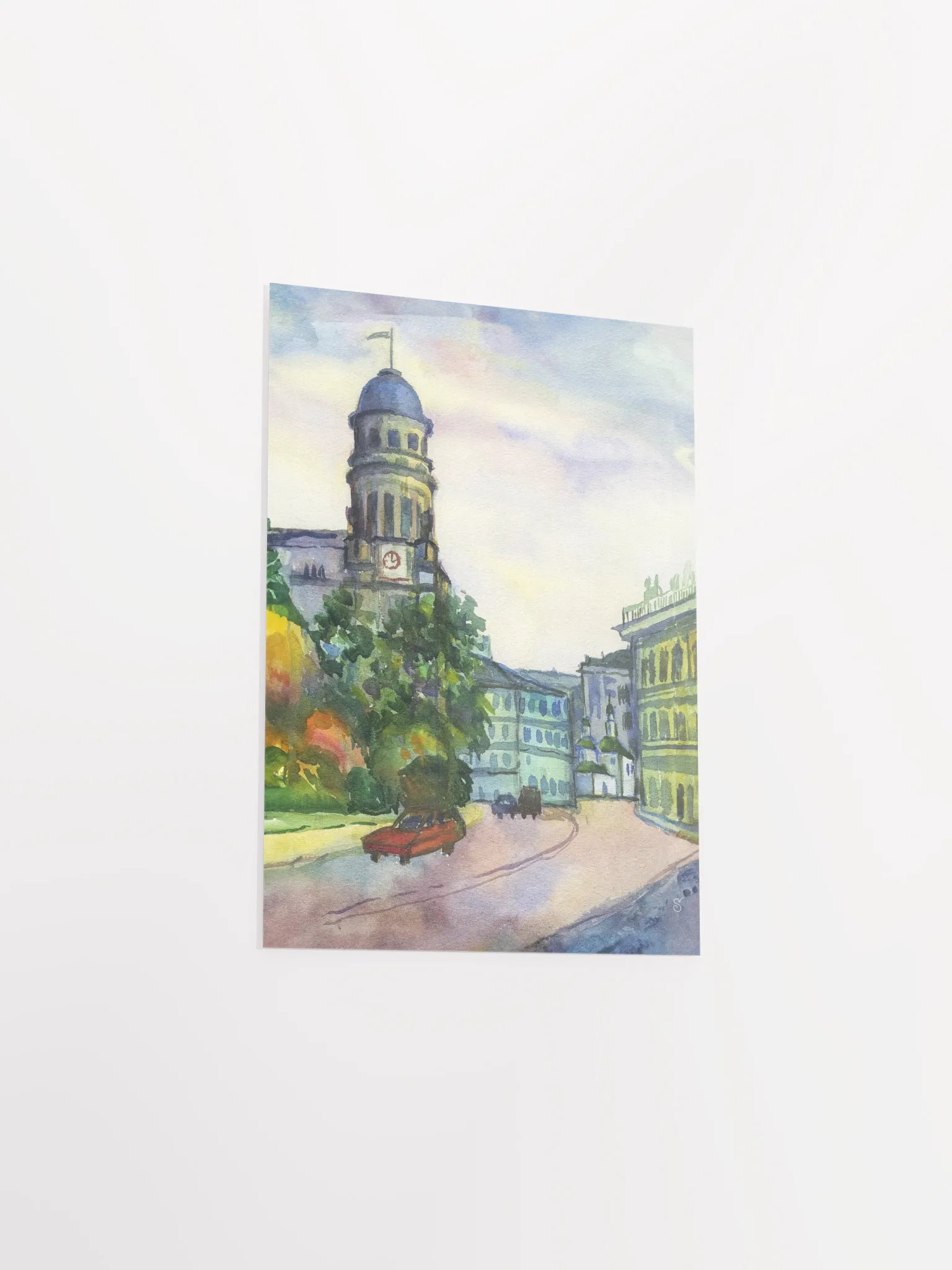 Serene Urban Tower Watercolor Poster - Cityscape product image (6)