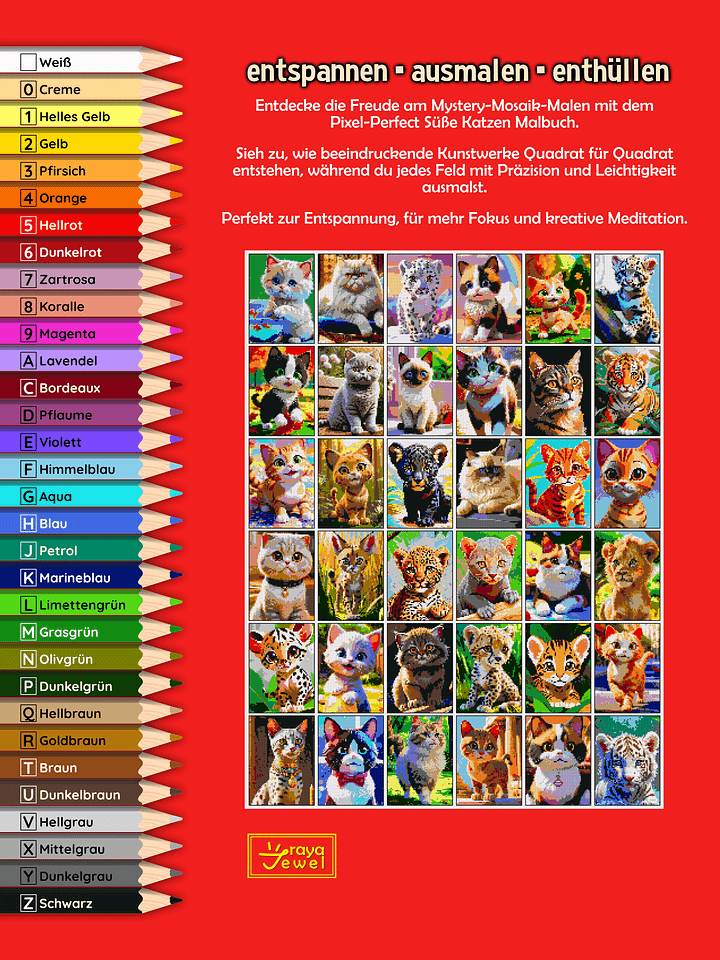 Pixel-Perfect Süße Katzen Pixel Malbuch nach Zahlen - Druckbares PDF product image (2)