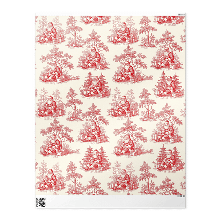 Santa Claus Red Toile Chinoiserie Wrapping Paper product image (1)