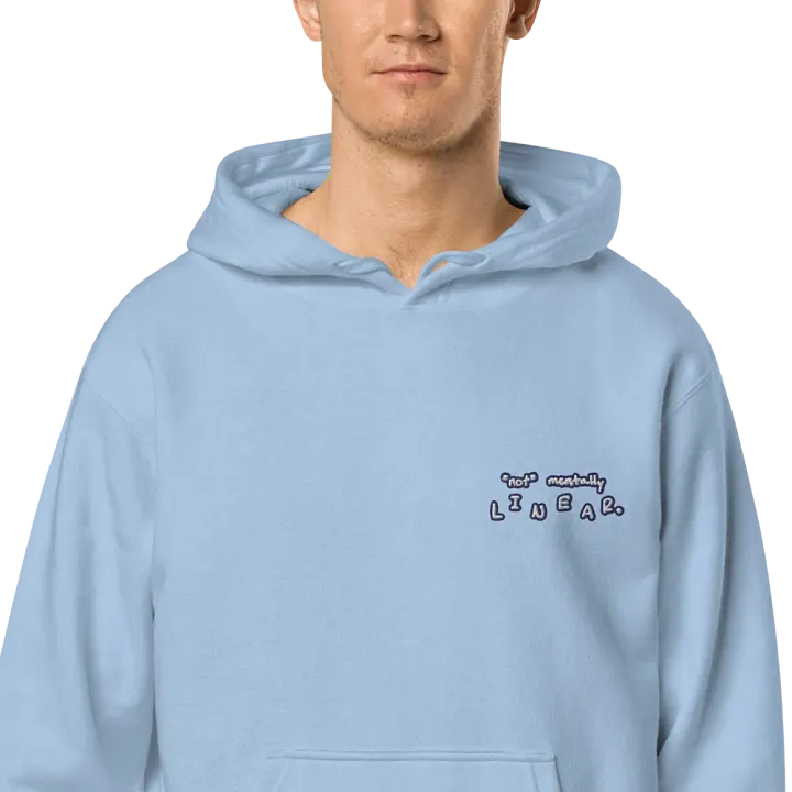 *not* mentally linear (L.C. navy bubble design 2) embroidered pigment hoodie product image (1)