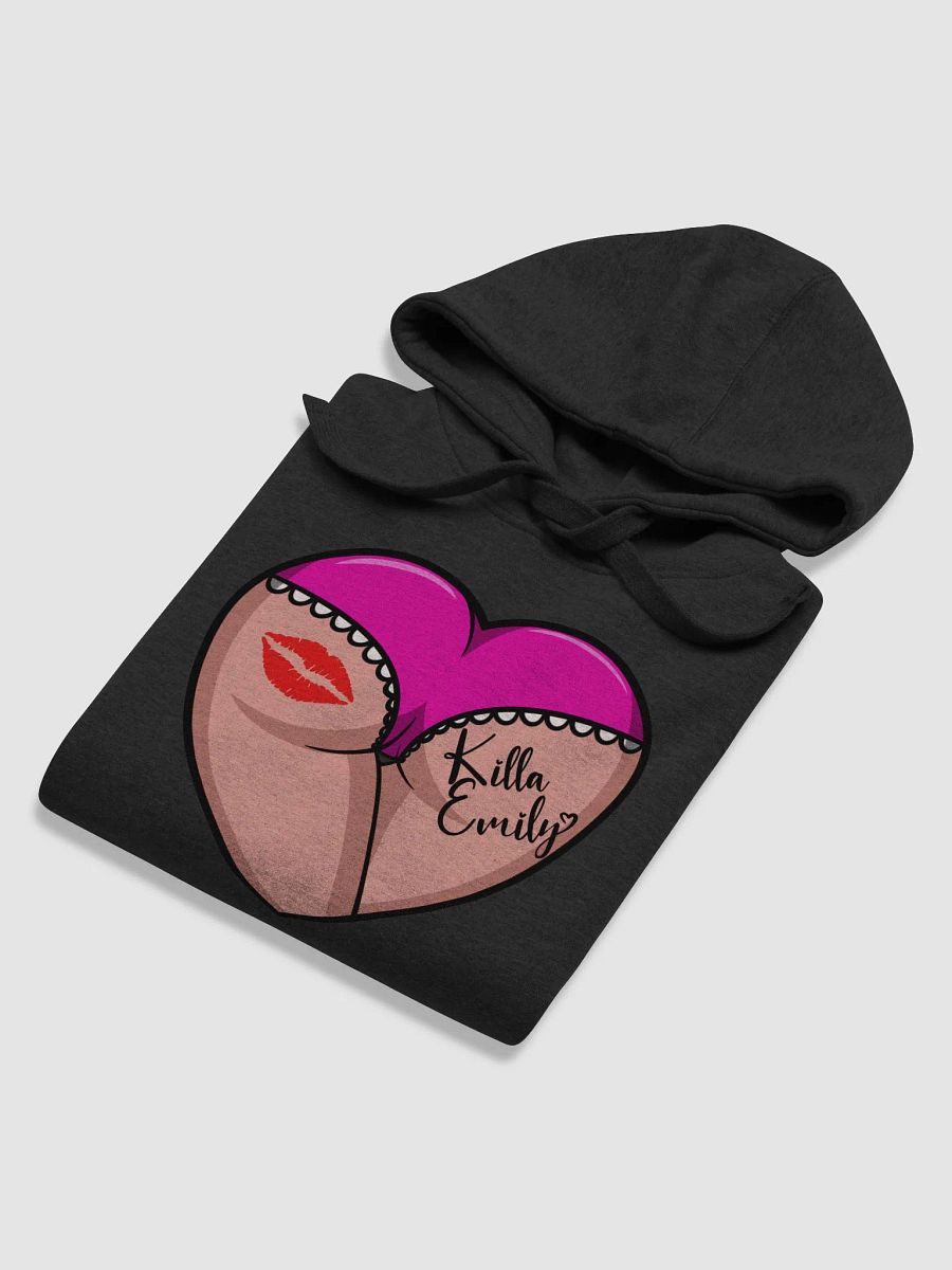 UNISEX KILLA EMILY DARK PINK HEART BUTT LOGO ON BLACK HOODIE product image (6)