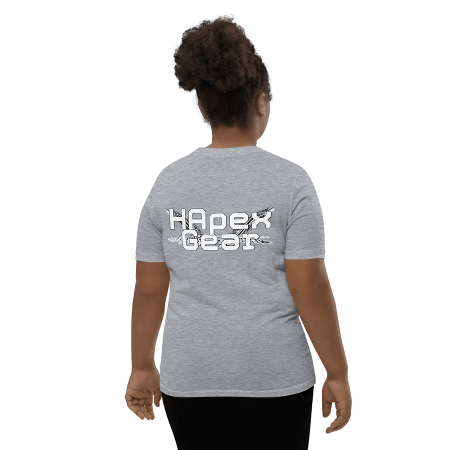 Youth Short Sleeve T-Shirt - Embroidered - White HApex Gear Black Logo product image (8)