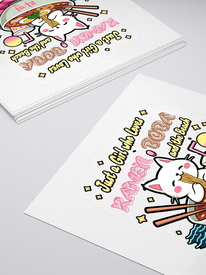 Ramen Cat - Just a Girl who loves Ramen Boba and the Beach Sticker product image (2)