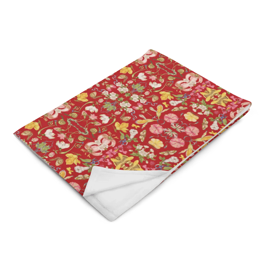 Exotic Blooming Floral Butterfly Red Throw Blanket product image (3)