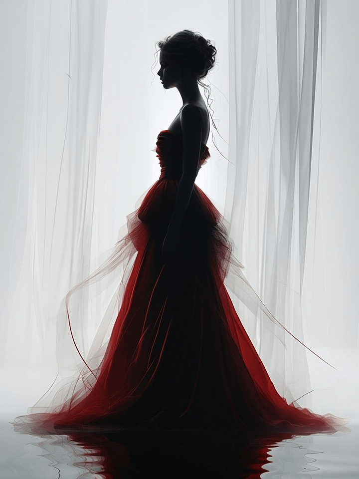 Elegant Red Dress Silhouette Poster product image (1)