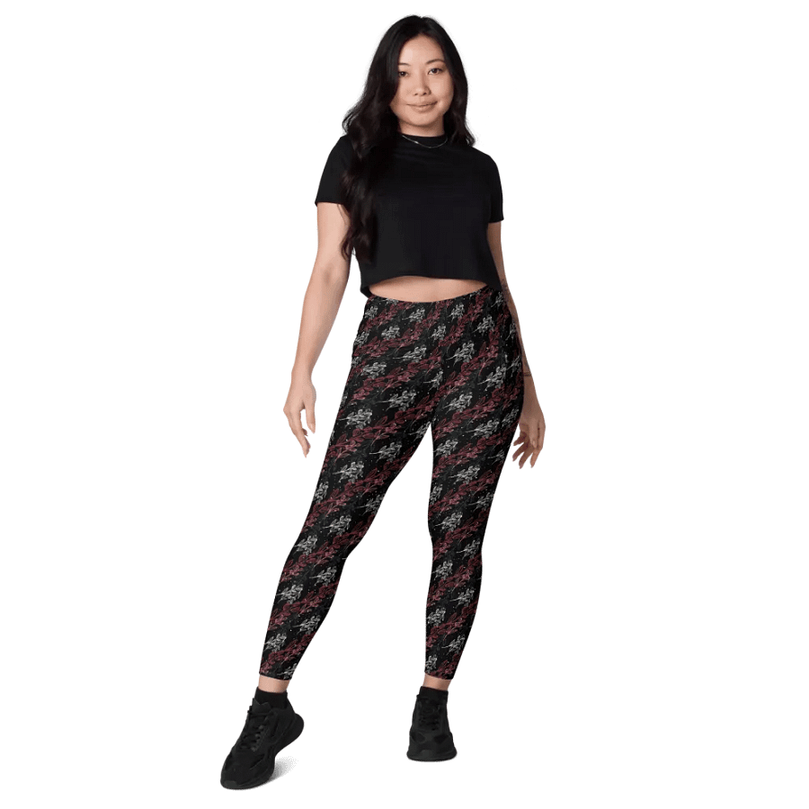 Black All-Over Print Leggings with Pockets product image (7)