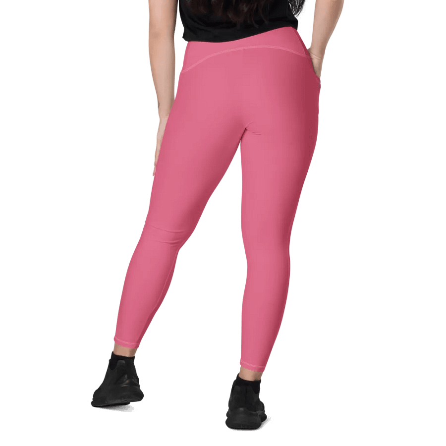 Plain Rosy Pink True Summer Women's High Waisted Premium Crossover Leggings with Pockets by Treasure Pie product image (11)
