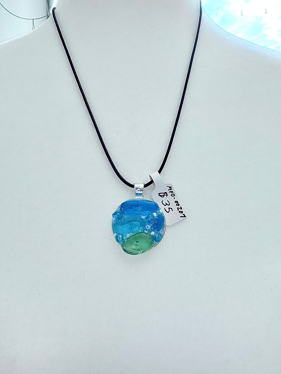Coastal Calm Horizon Pendant Necklace | Handmade Glass Art Jewelry | Monique Faella Designs™ | MFD-00207 product image (6)