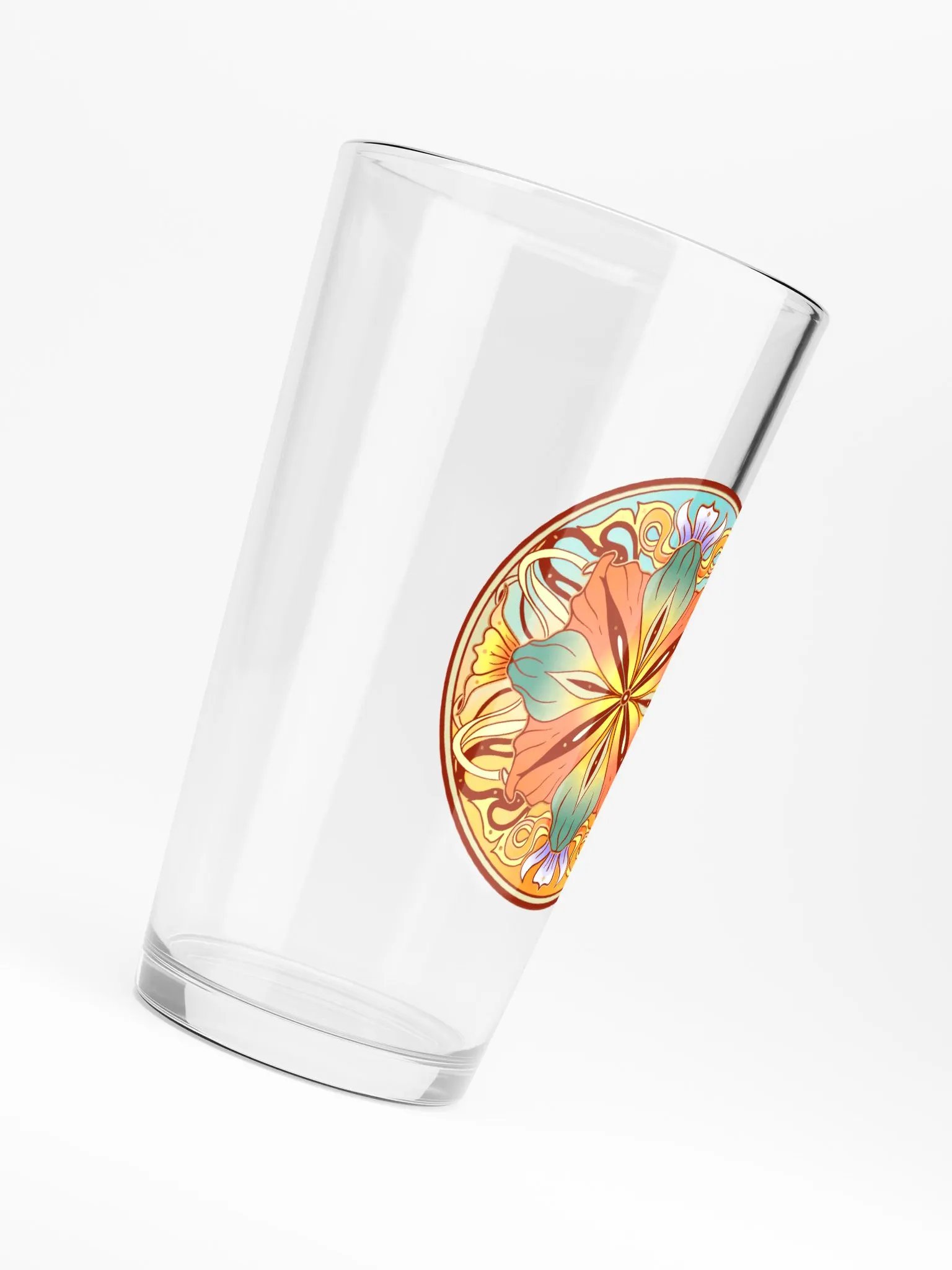 Teal Floral Mandala - Pint Glass product image (6)