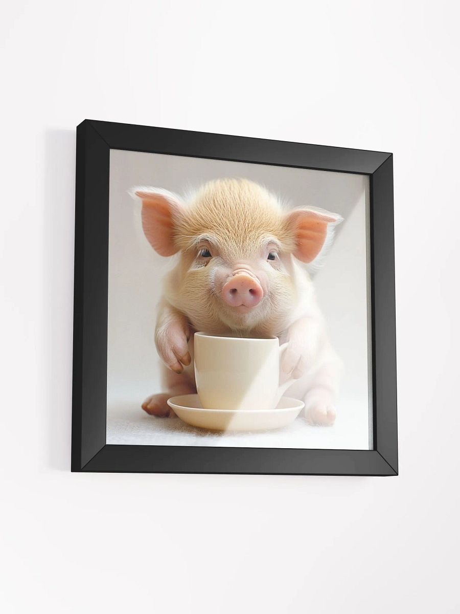 Cute Coffee Lover Baby Piglet Framed Wall Art product image (3)