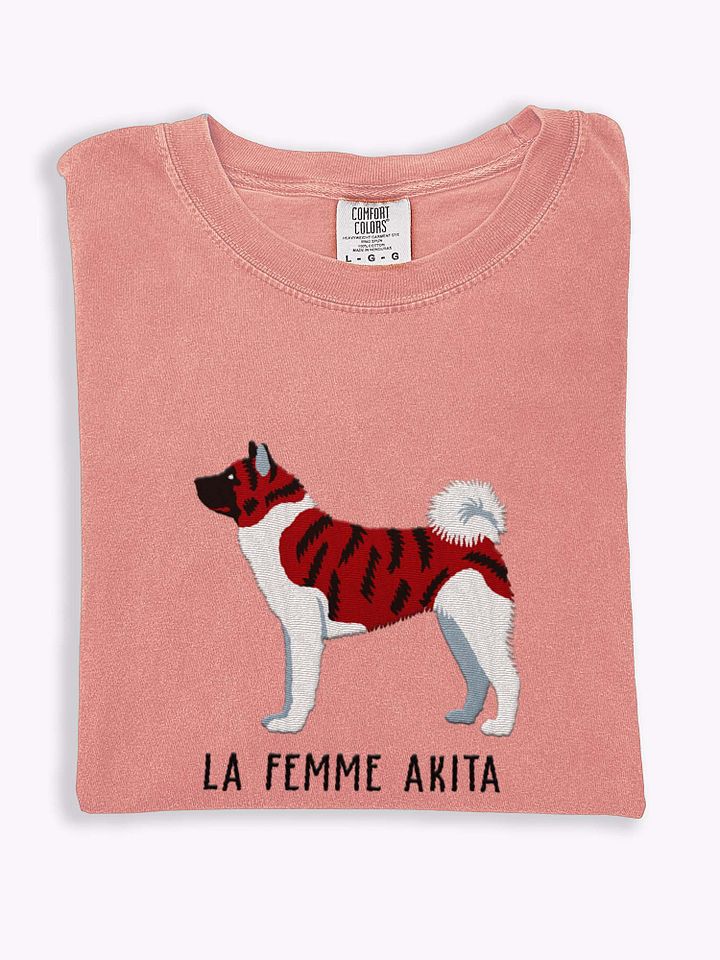 La Femme Akita T-Shirt(Embroidered) of an American Akita(Brindle) product image (1)