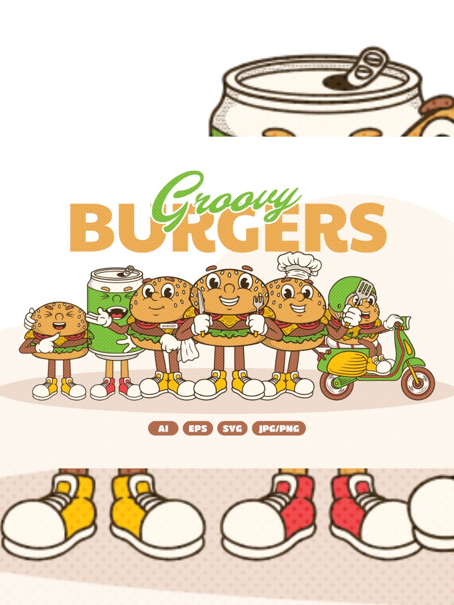 Retro Burger Groovy Illustration product image (1)