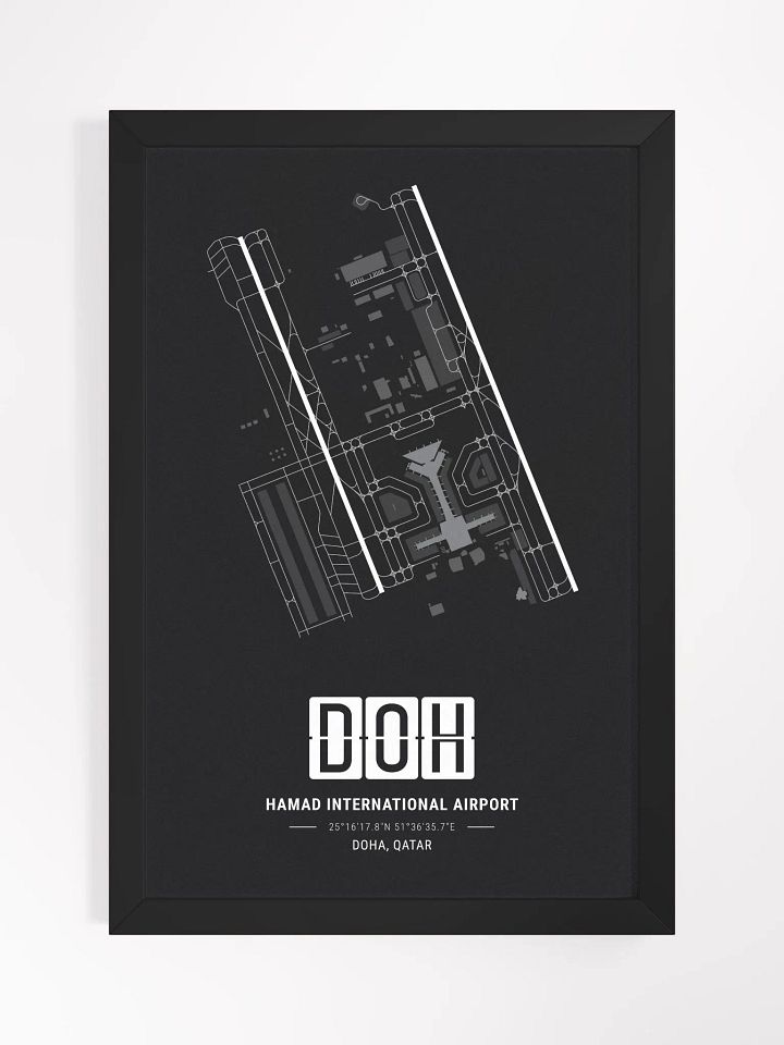 Framed Airport DOH Premium Map On Matt Paper product image (1)