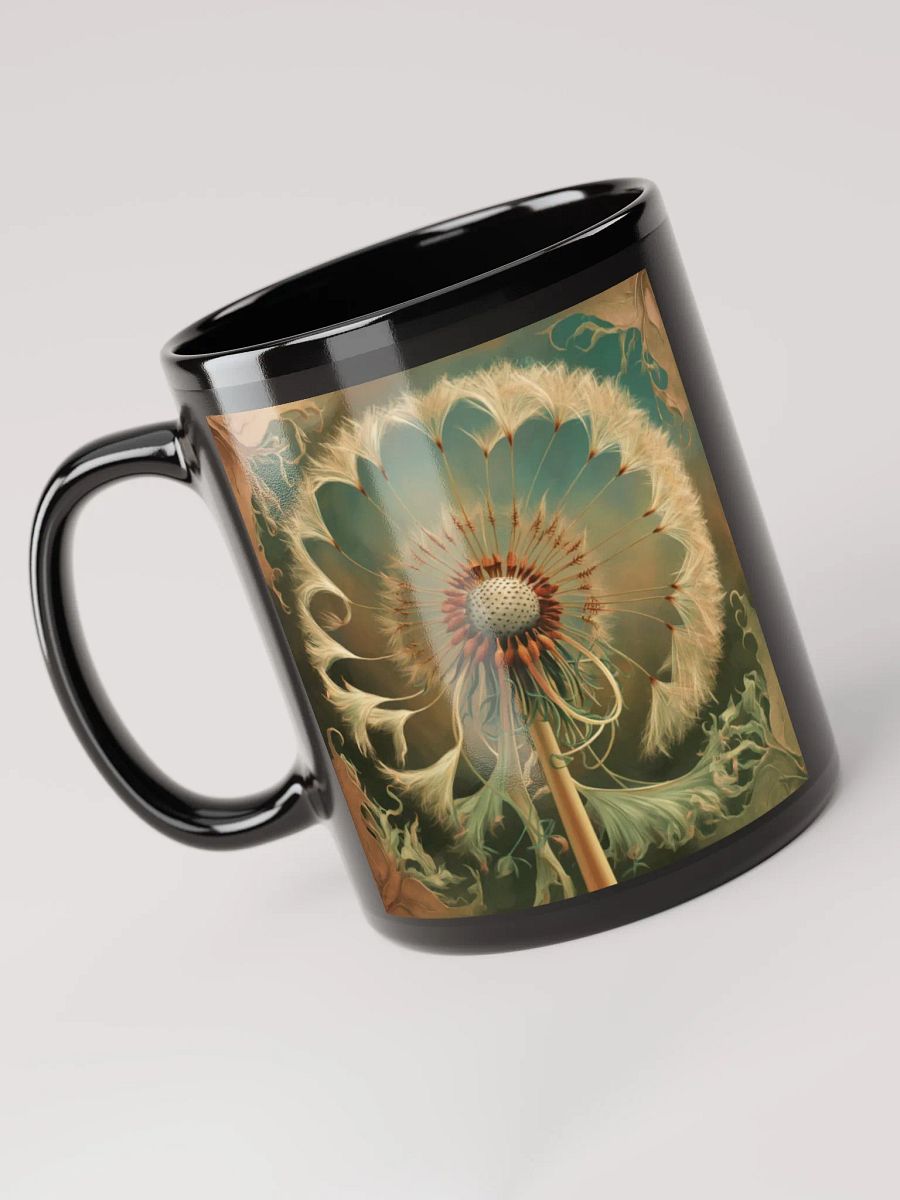 Art Nouveau Dandelion's Golden Seed Head Black Glossy Mug product image (3)