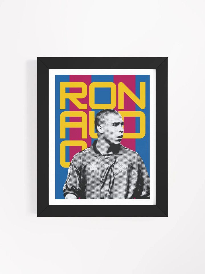 Ronaldo Nazário BW Barcelona Name Art Framed Print product image (1)