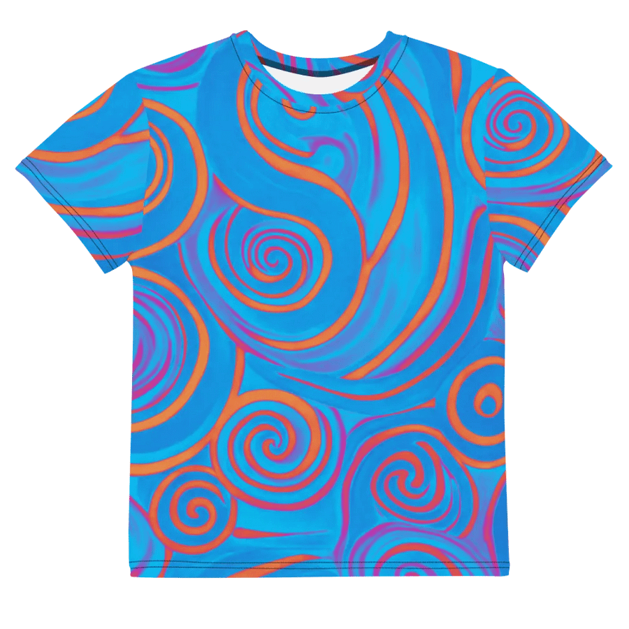 Funky Blue Dreams Liquid Tie-Dye Youth Crew Neck Tee product image (9)