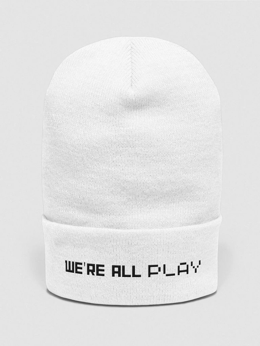 We're All Play Beanie - White with Black Lettering product image (1)