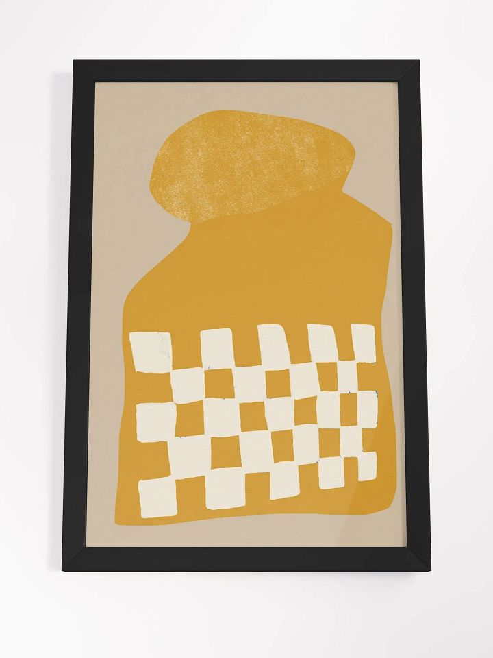 Mustard Abstract Grid Framed Poster | Modern Geometric Wall Art | Warm and Bold Abstract Design for Contemporary Spaces product image (2)