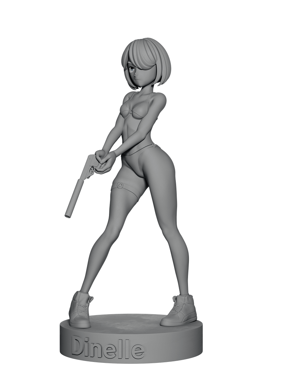 Dinelle w/ silenced pistol figure - Original character printable .STL product image (2)