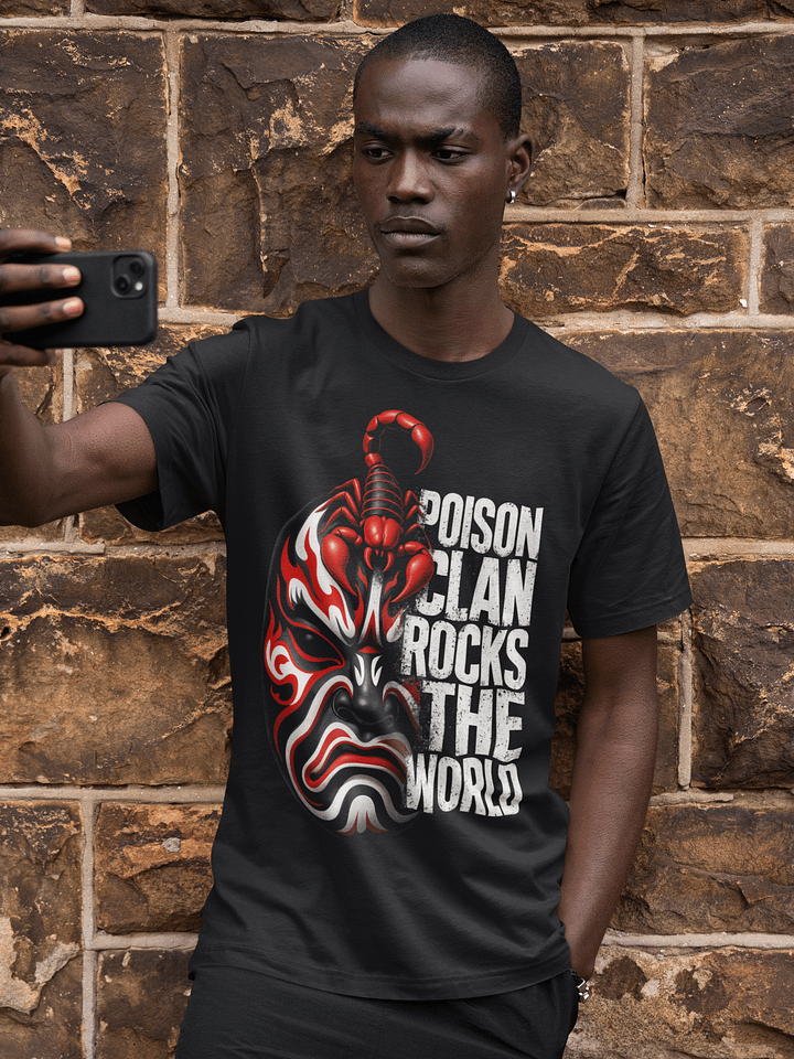 🏷️ Five Deadly Venoms Scorpion Mask – Poison Clan Rocks The World T-Shirt product image (2)