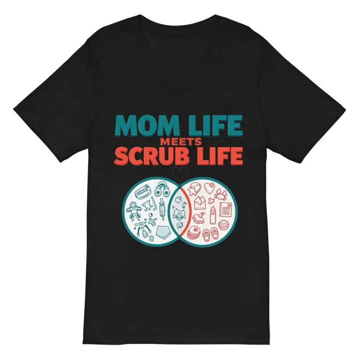 Mom Life Meets Scrub Life V-Neck Tee product image (3)