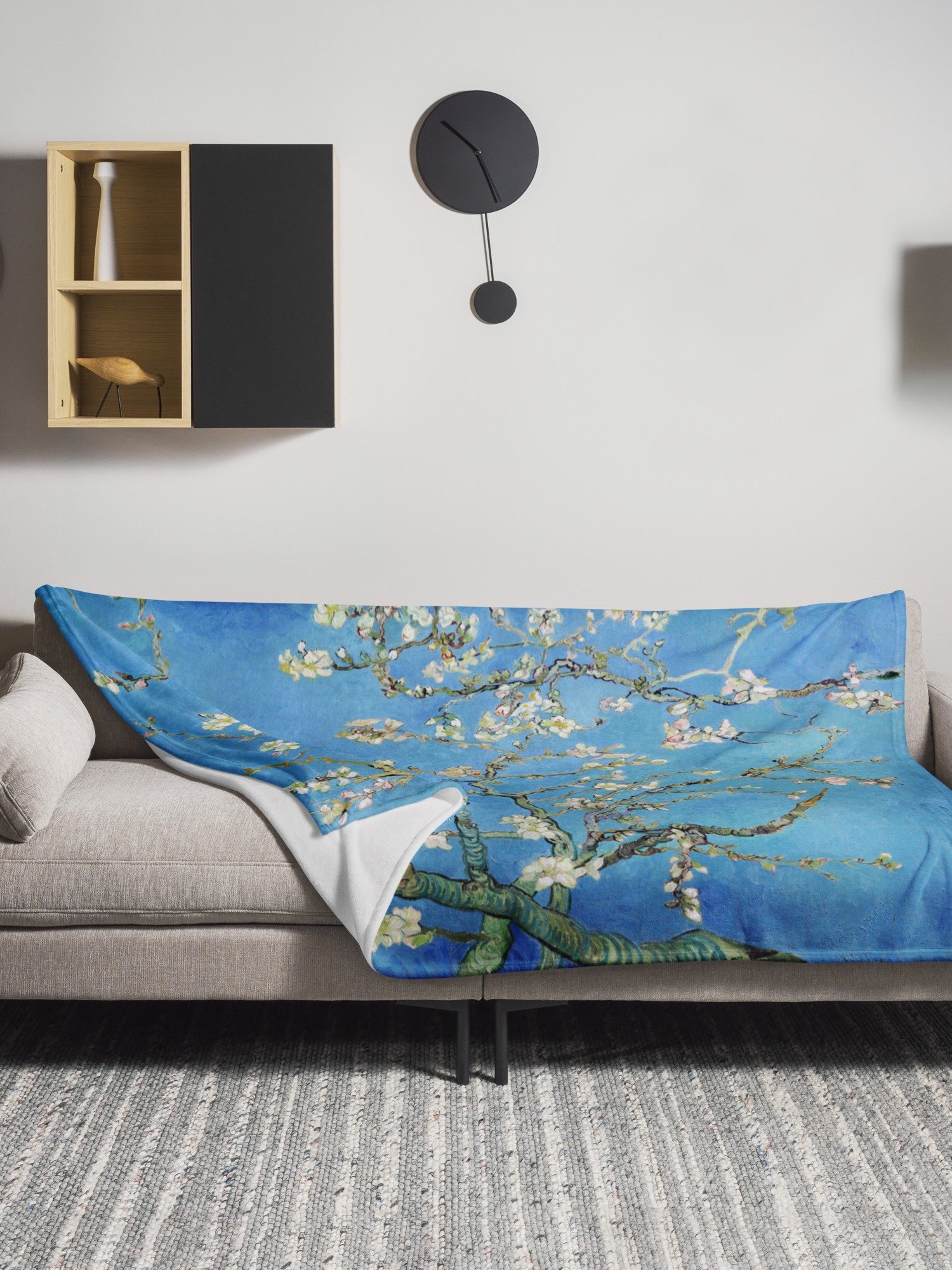Almond Blossoms Van Gogh All-Over Print Throw Blanket product image (2)