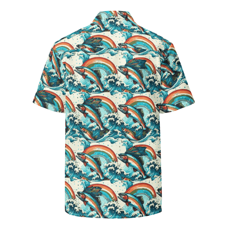 Hawaiian Style Shirt, Button Up, Unisex, Rainbows and Fish product image (3)
