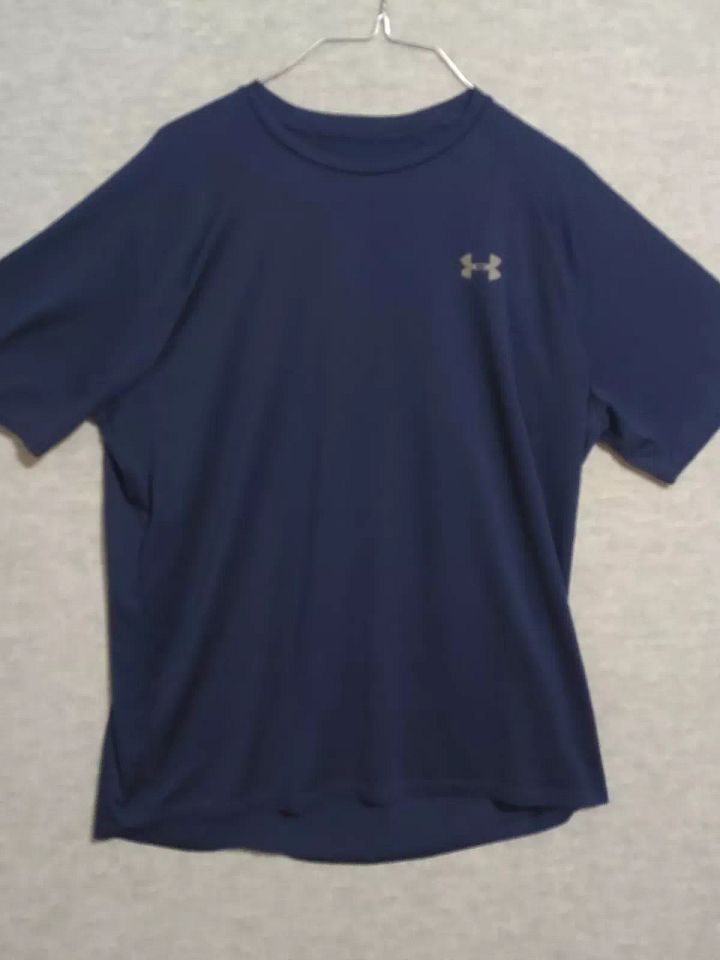 Under Armour Men Activewear Top Large Navy Logo Short Sleeve Crew Neck Tech Tee product image (1)