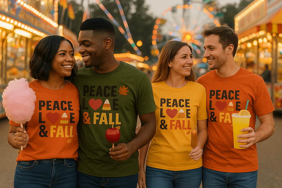 Peace Love & Fall Candy Corn Shirt - Cozy Autumn Graphic Tee, Orange Fall Shirt for Women, Thanksgiving & Pumpkin Patch Outfit product image (4)