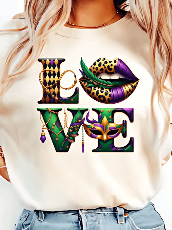 Mardi Gras Love T-Shirt Design – Festive Vibes with Vibrant Carnival Colors Sublimation PNG – Perfect for Celebration Wear – Instant Digital Download – High-Resolution 300 DPI product image (1)