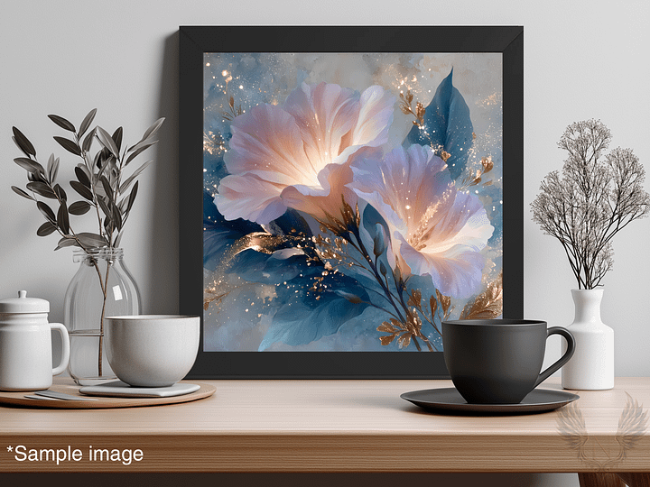 Glowing Grace: Blush & Gold Floral Wall Art product image (1)